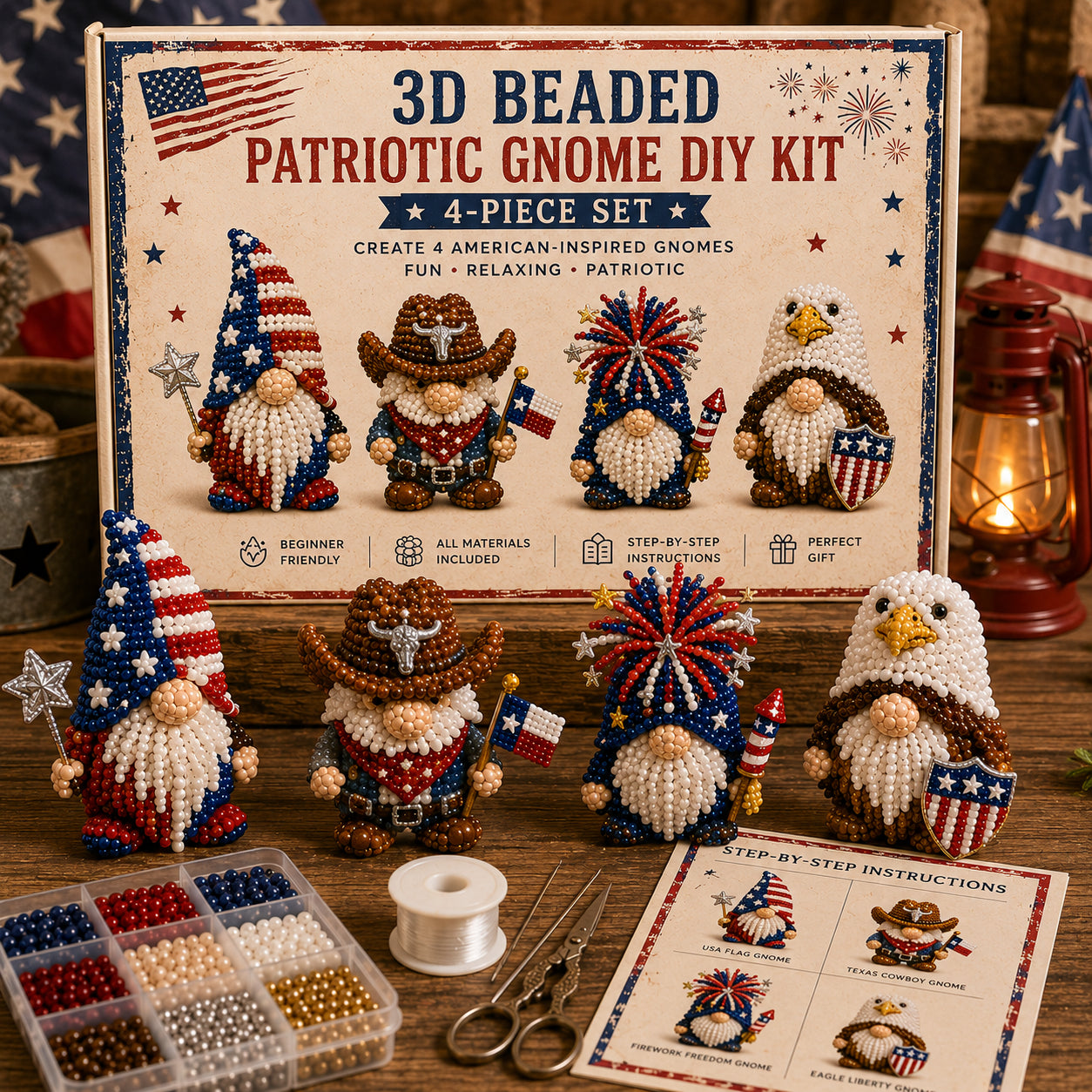 ✨DIY Beaded Gnome Kit – Relaxing Craft Project for Home & Stress Relief
