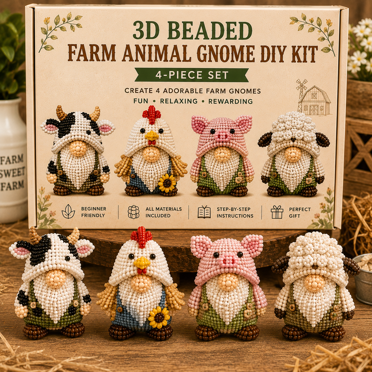 ✨DIY Beaded Gnome Kit – Relaxing Craft Project for Home & Stress Relief