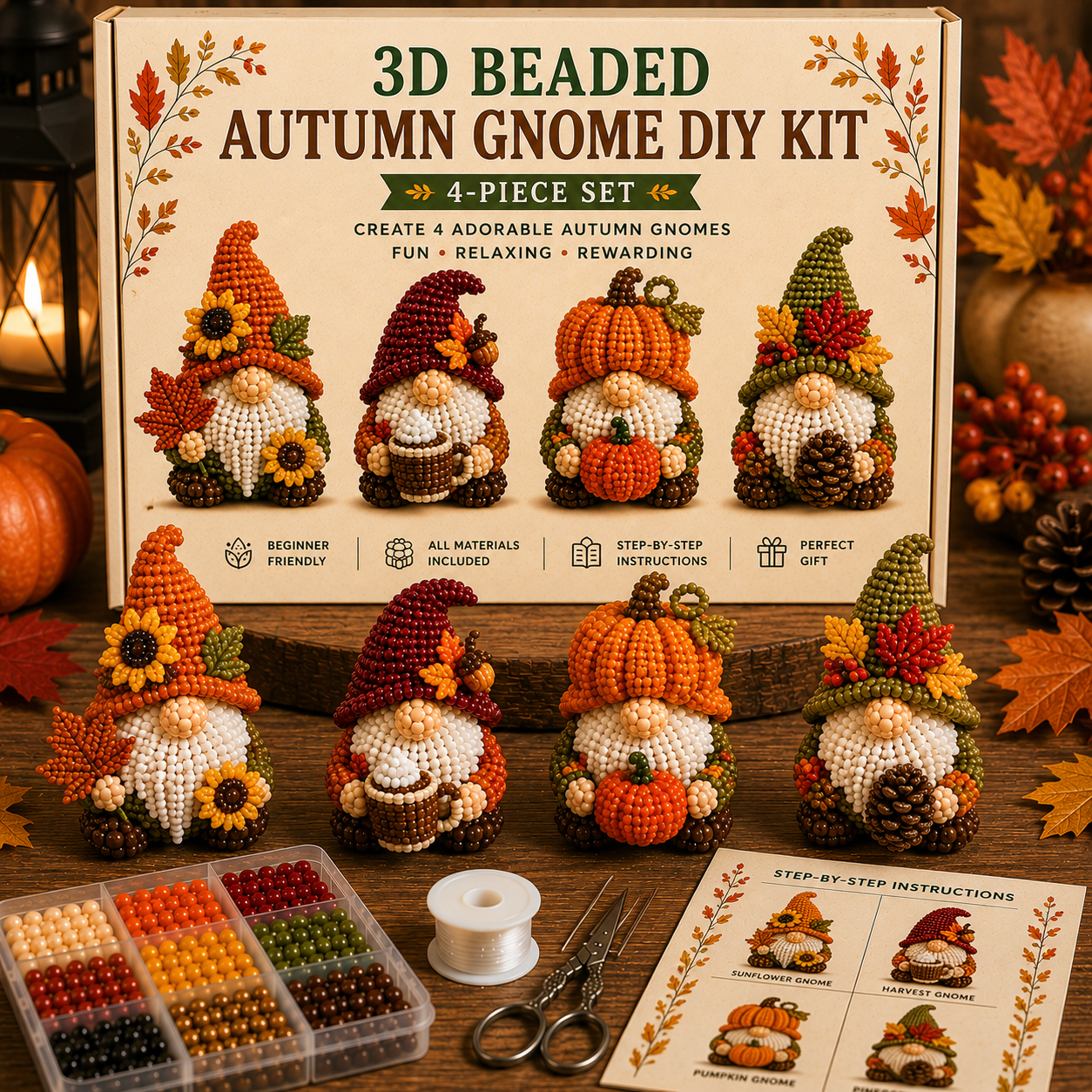 ✨DIY Beaded Gnome Kit – Relaxing Craft Project for Home & Stress Relief